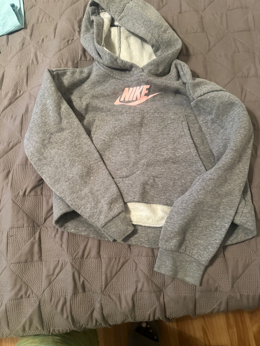 Nike Grey Hoodie with Pink Logo Pullover